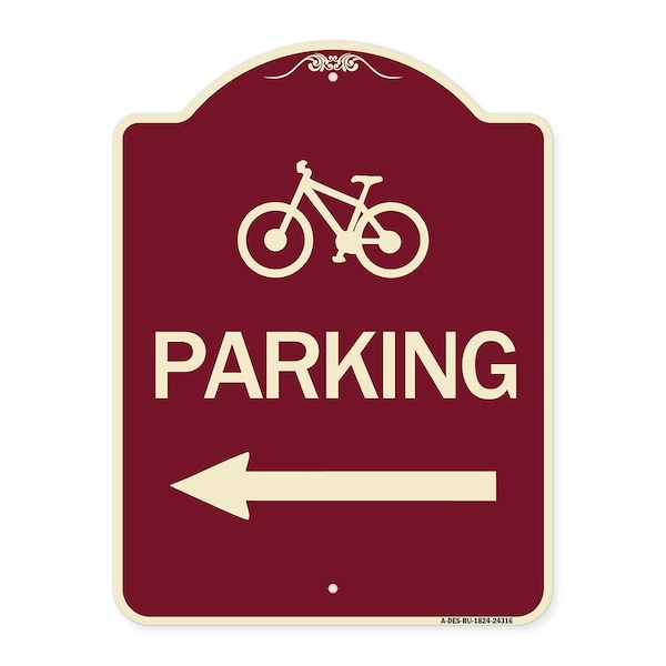 Signmission Bicycle Symbol Parking Left Arrow Heavy-Gauge Aluminum Architectural Sign, 24" x 18", BU-1824-24316 A-DES-BU-1824-24316 - main